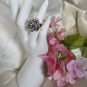 Sterling Silver ATI Large Rose Ring Size 8  Thailand 925